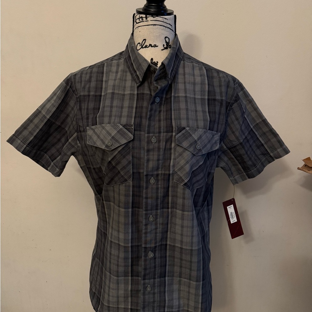 Tony Hawk Gray Plaid Short-Sleeve Button-Down Shirt
